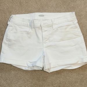 White denim shorts.